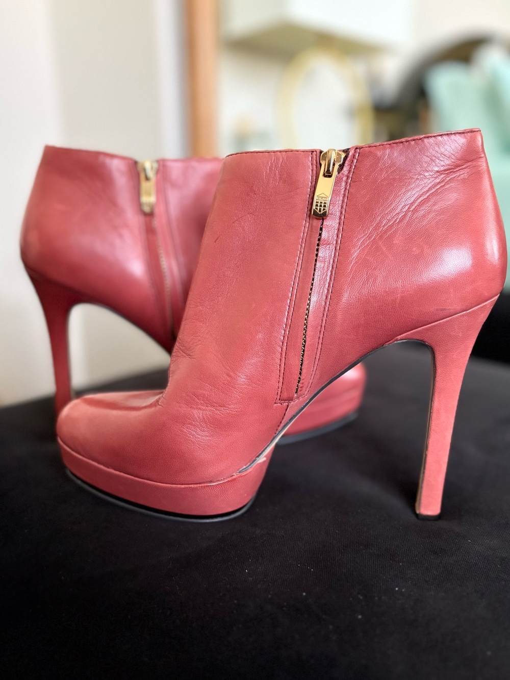 Vince Camuto Size 10 Red Leather Platform Stiletto Ankle Booties NEW without box